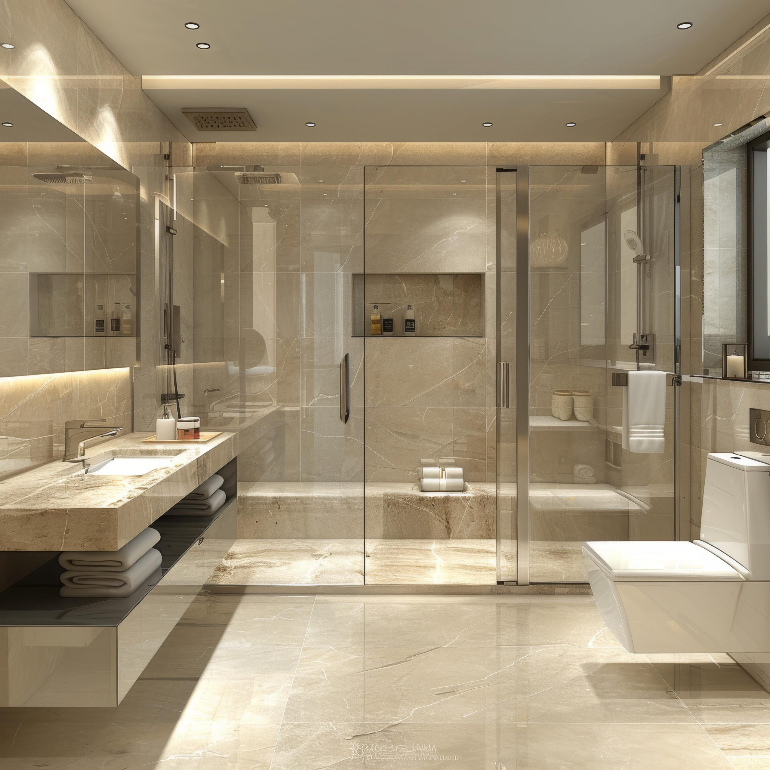 Modern Beige Bathroom Interior Design